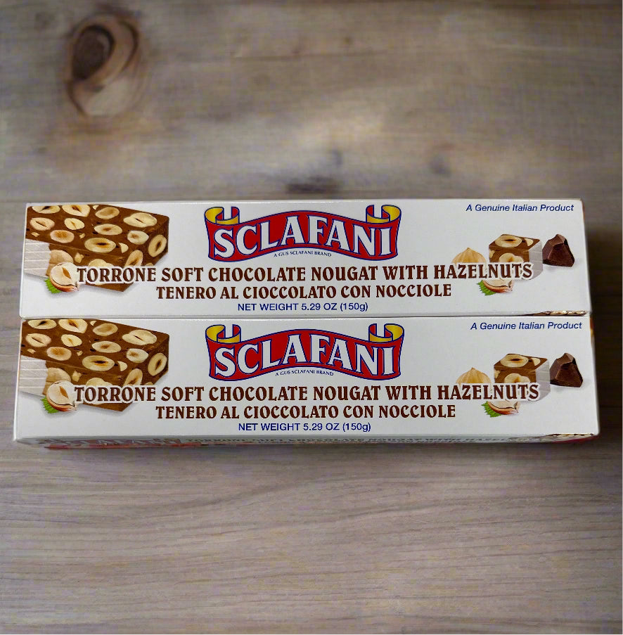 Sclafani Torrone Chocolate with Hazelnut 5.29oz 2pk