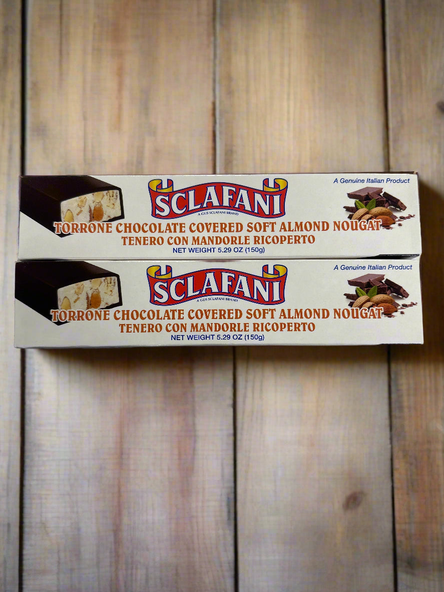 Sclafani Torrone Chocolate Covered with Almond 5.29oz 2pk