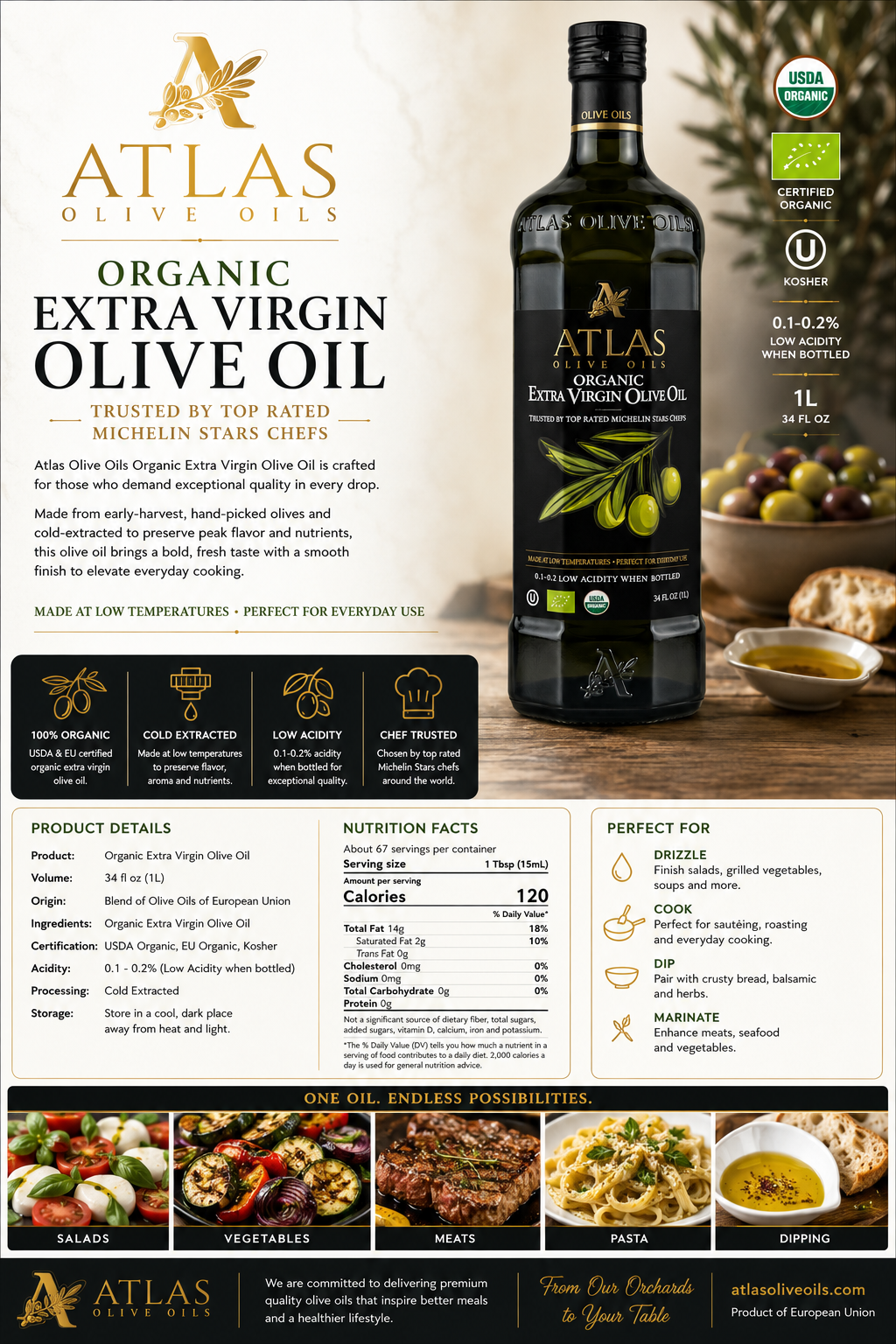 Atlas Organic Extra Virgin Olive Oil – 1 Liter