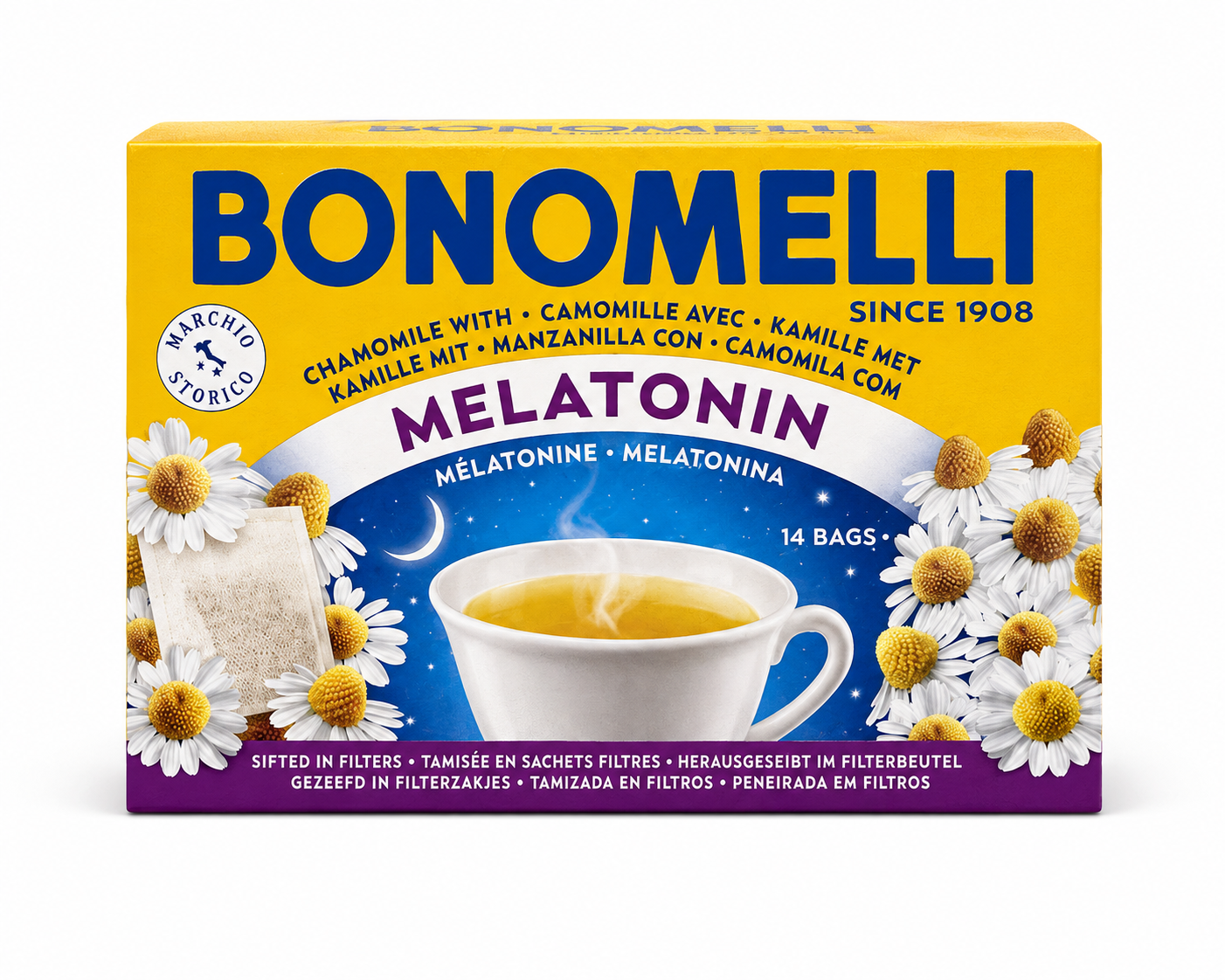 Bonomelli Chamomile Herbal Tea with Melatonin – 14 Tea Bags