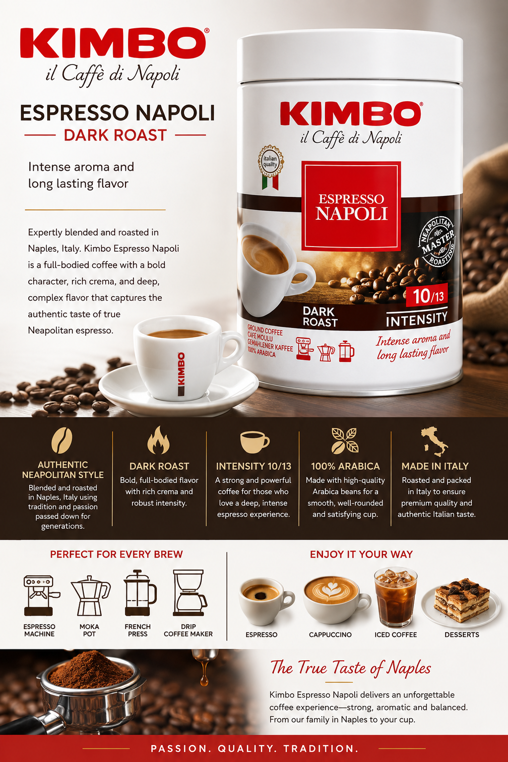 Kimbo Coffee Grounds “Espresso Napoli” 8.8oz