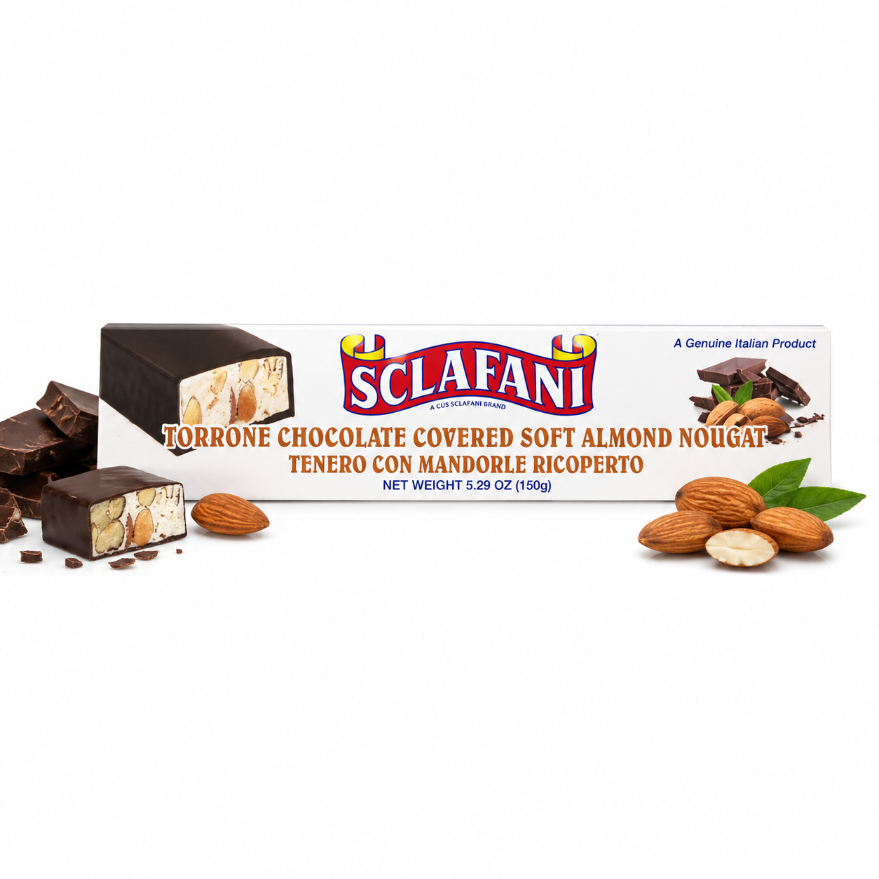 Sclafani Torrone Chocolate Covered with Almond 5.29oz