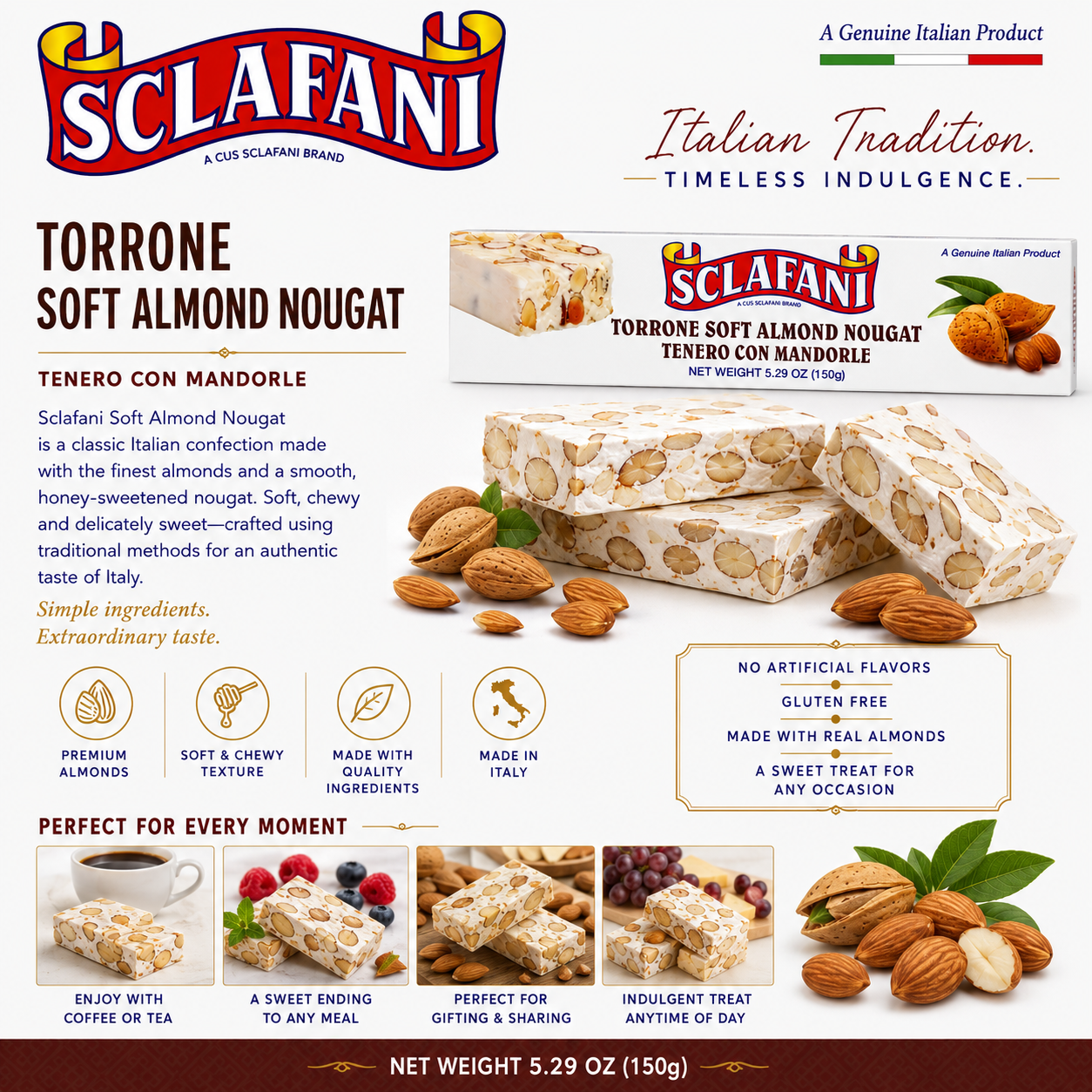 Sclafani Torrone Almond 5.29oz