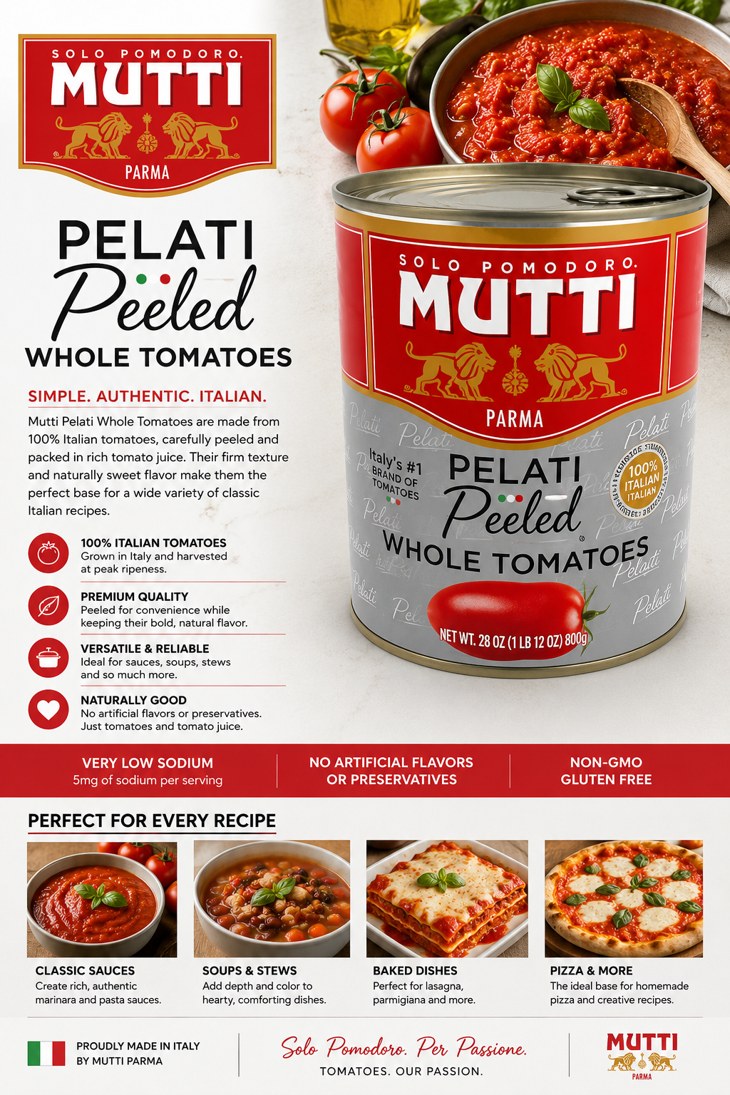 Mutti Whole Peeled Tomato 28oz