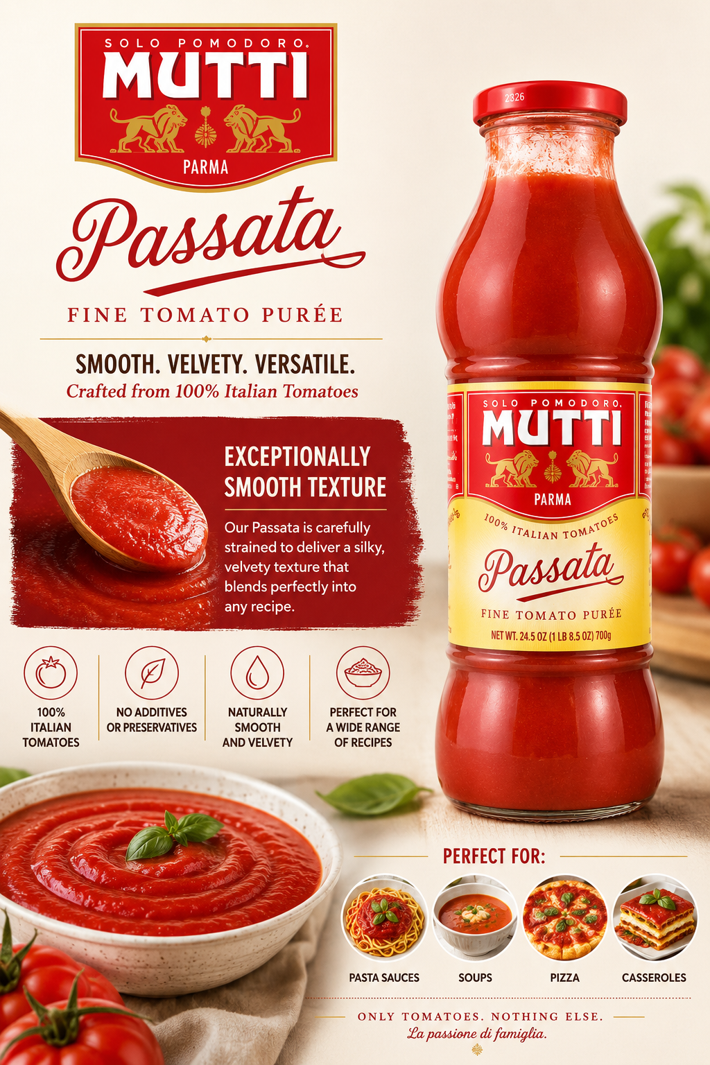 Mutti Passata Fine Tomato Purée – 24.5 oz (700g)