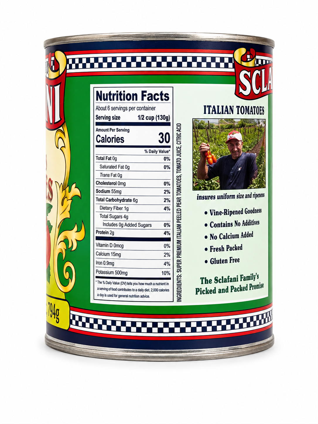 Sclafani Premium Hand Picked Italian Peeled Tomatoes – 28 oz