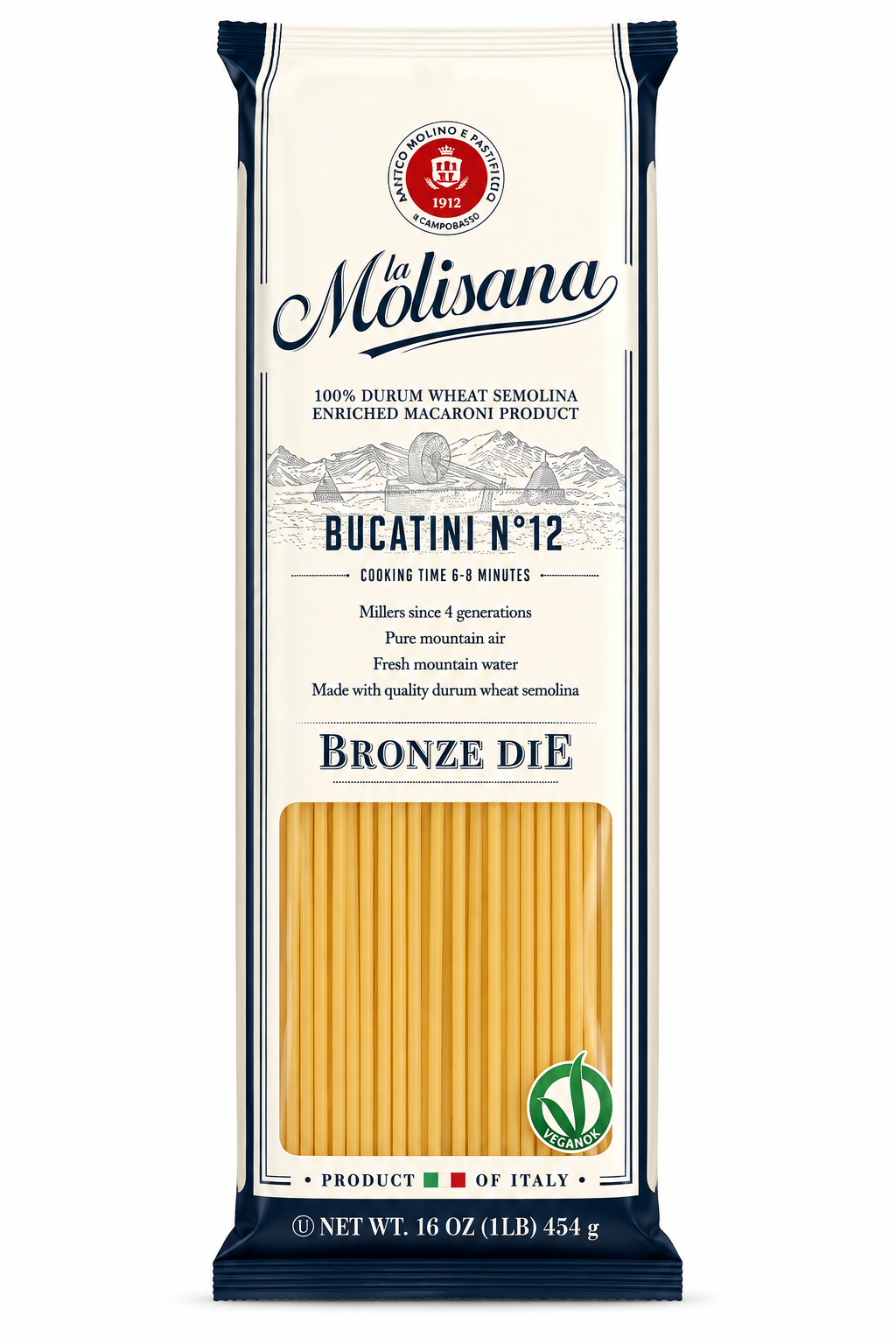 La Molisana Bucatini N°12 Bronze Die Pasta – 1 lb